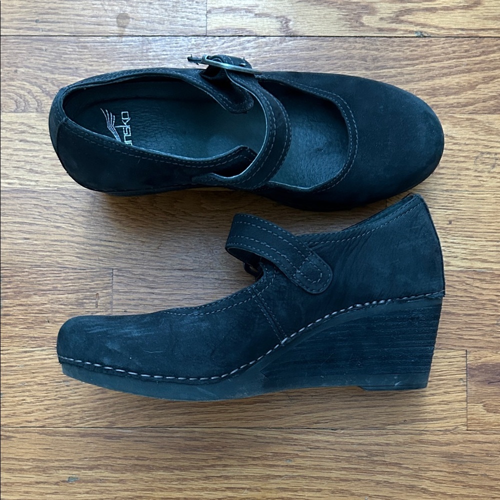 Dansko Black Wedge Mary Jane Shoes